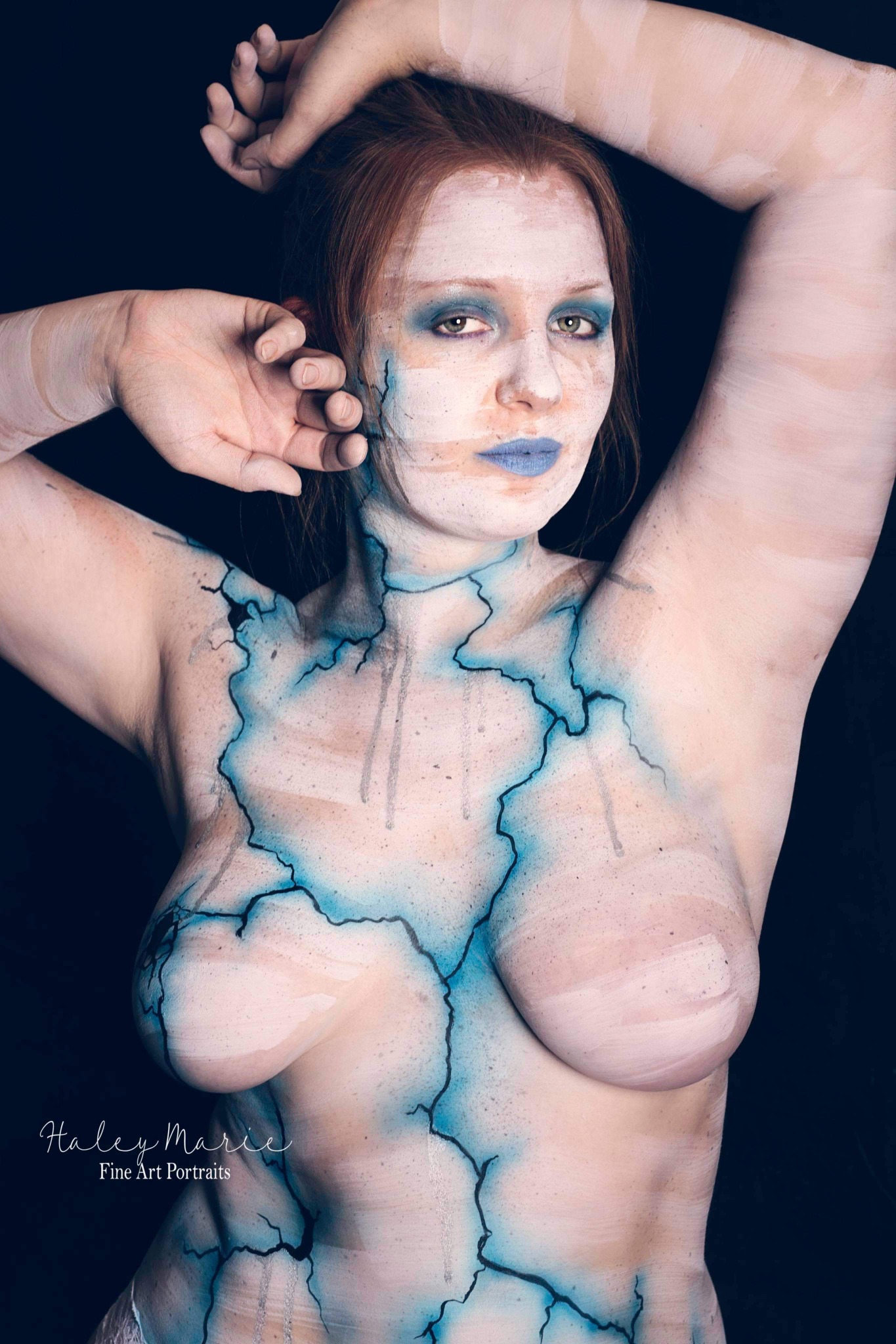 Cracked porcelain body paint