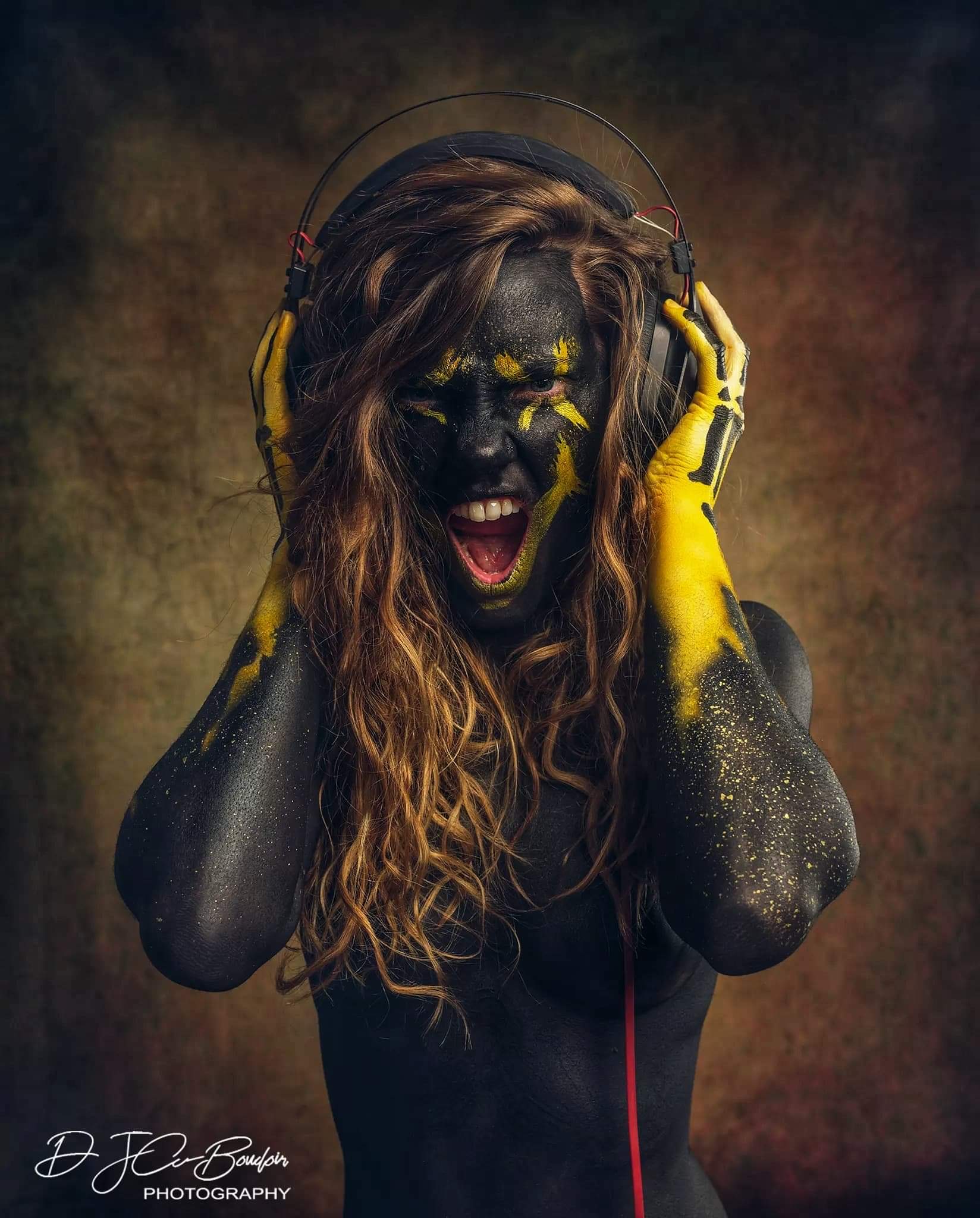 Black and yellow body paint
