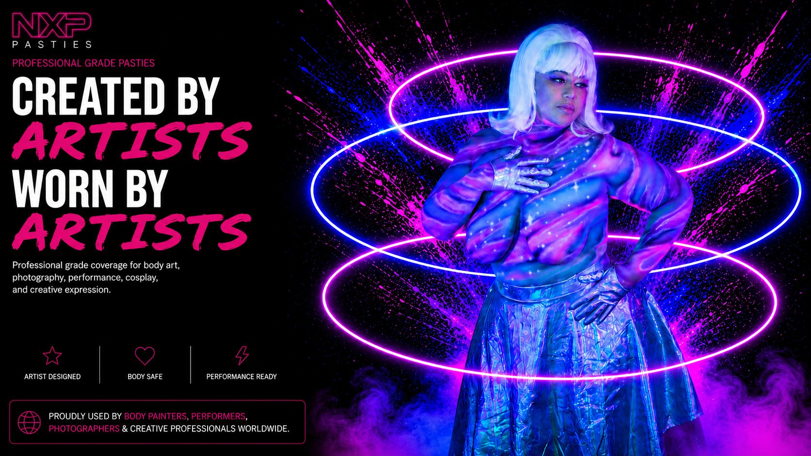 NXP Pasties Created by Artists, Worn by Artists neon body art hero
